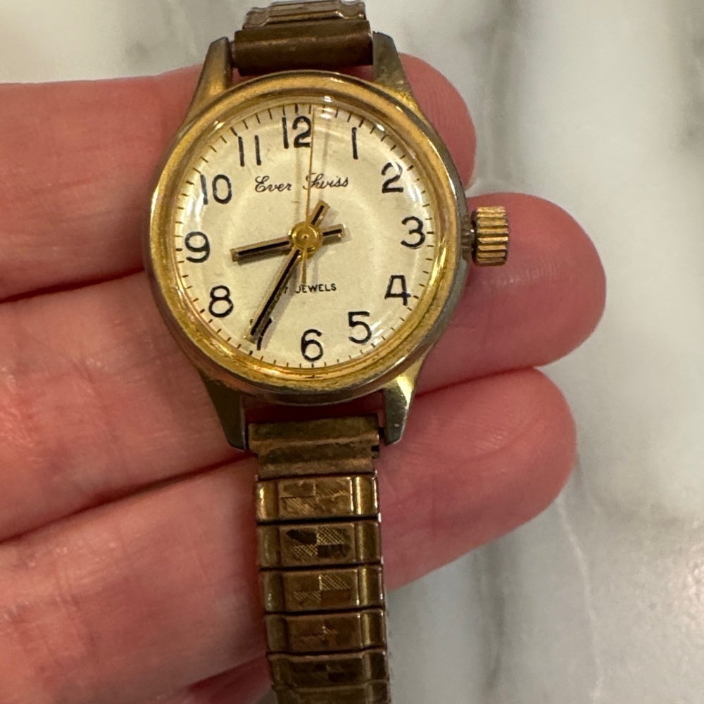 Vintage Ever Swiss 17 Jewel Mechanical Watch Gold Tone Ladies Cocktail Watch - Picture 3 of 3